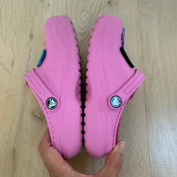 Pink Crocs Classic Lined Size C13 Clogs Squishmallow Jibbitz - Picture 4 of 9